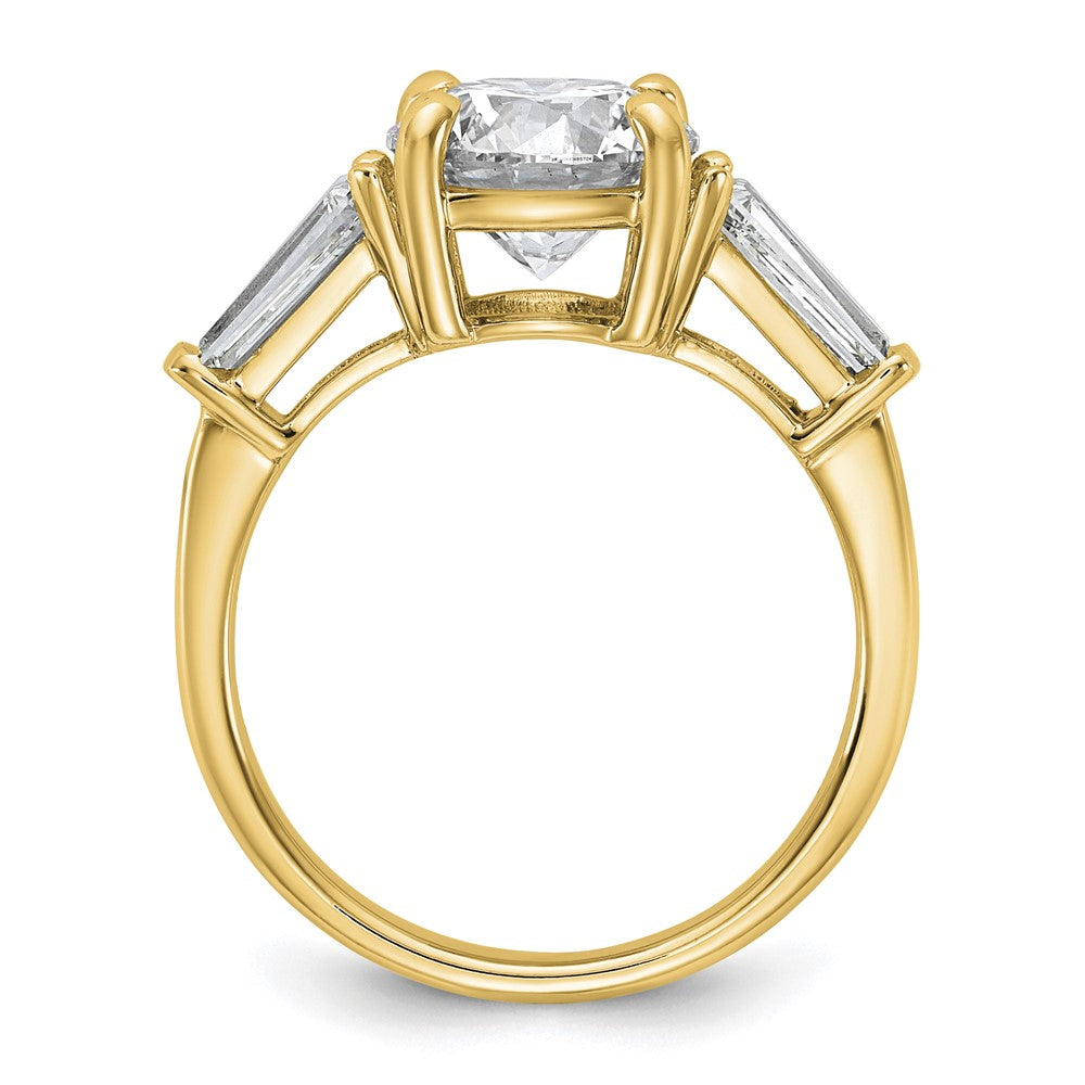 14k 3 3/4ct Cert Lab Grown Dia VS+ F+&Baguette Comp 3 Stone Eng Ring