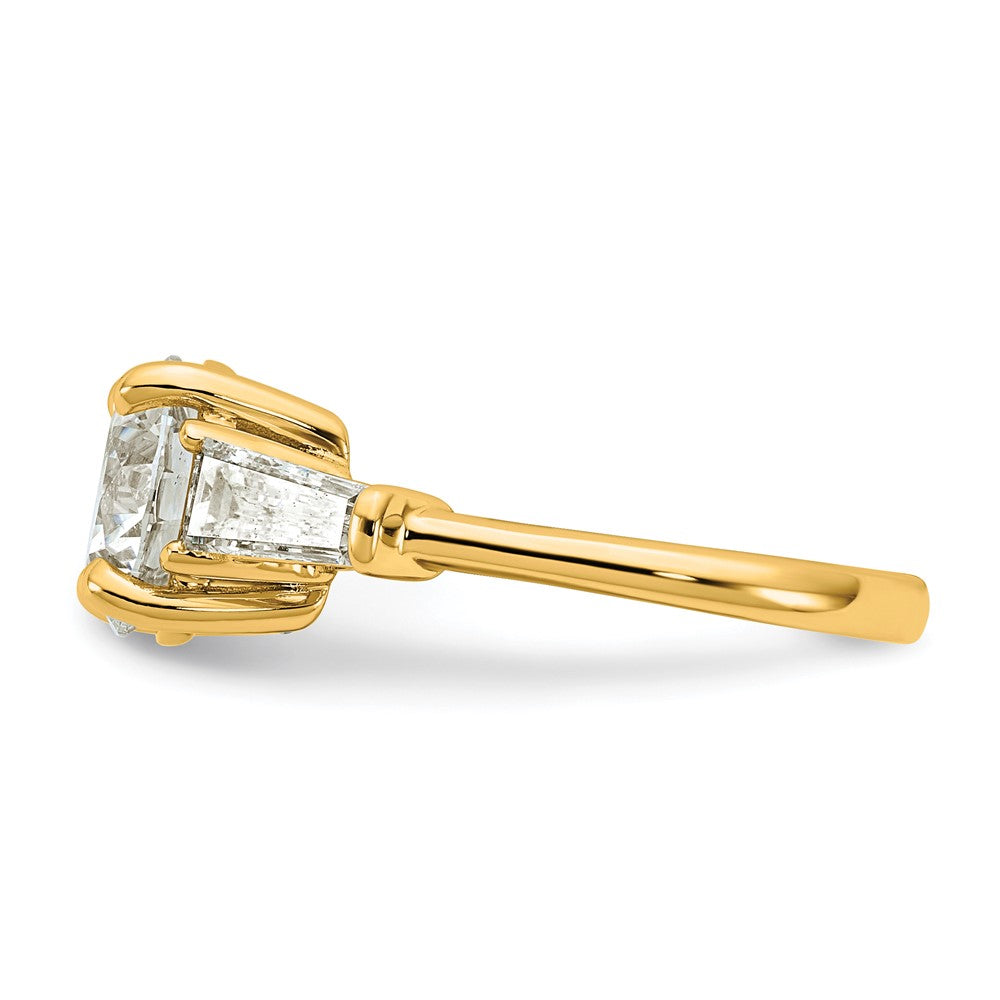 14k 3 3/4ct Cert Lab Grown Dia VS+ F+&Baguette Comp 3 Stone Eng Ring