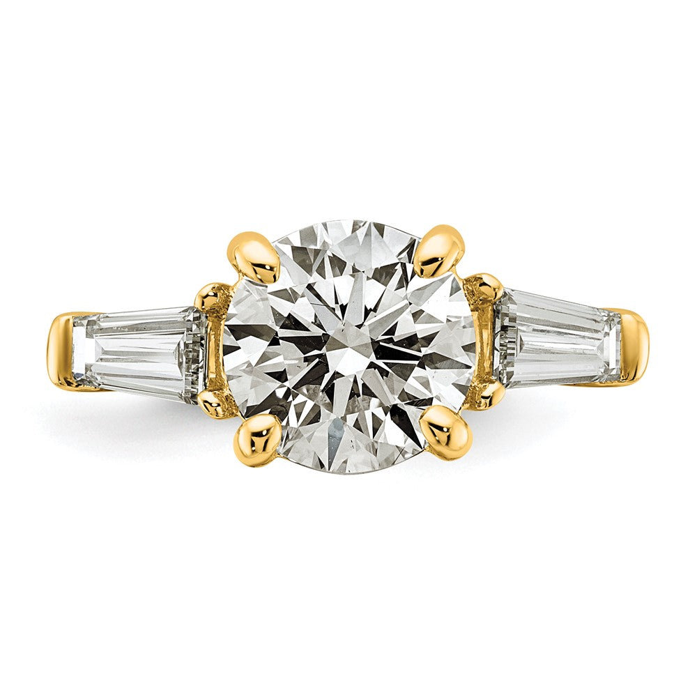 14k 3 3/4ct Cert Lab Grown Dia VS+ F+&Baguette Comp 3 Stone Eng Ring