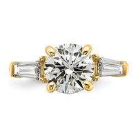 14k 3 3/4ct Cert Lab Grown Dia VS+ F+&Baguette Comp 3 Stone Eng Ring