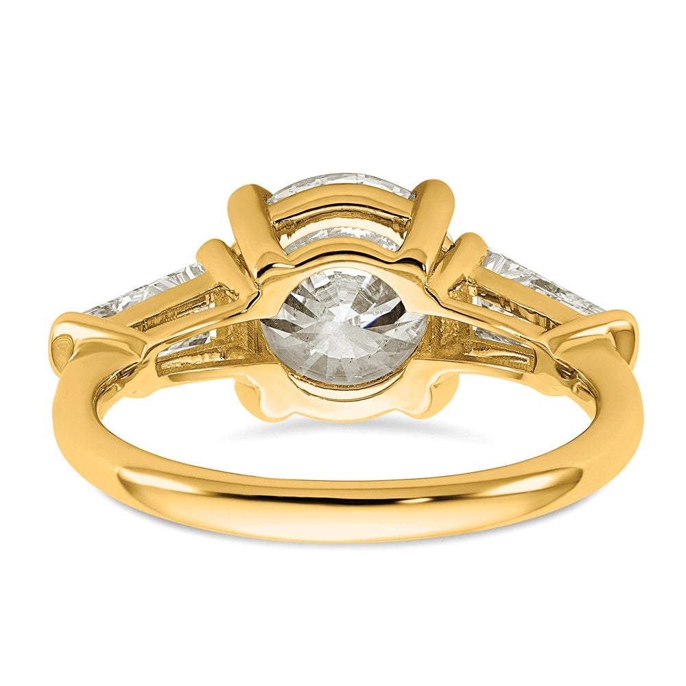 14k 3 3/4ct Cert Lab Grown Dia VS+ F+&Baguette Comp 3 Stone Eng Ring