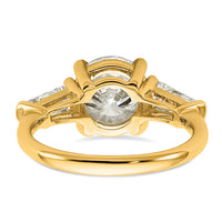 14k 3 3/4ct Cert Lab Grown Dia VS+ F+&Baguette Comp 3 Stone Eng Ring