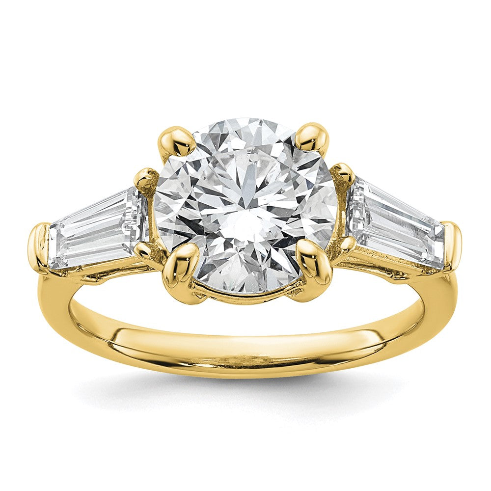 14k 3 3/4ct Cert Lab Grown Dia VS+ F+&Baguette Comp 3 Stone Eng Ring
