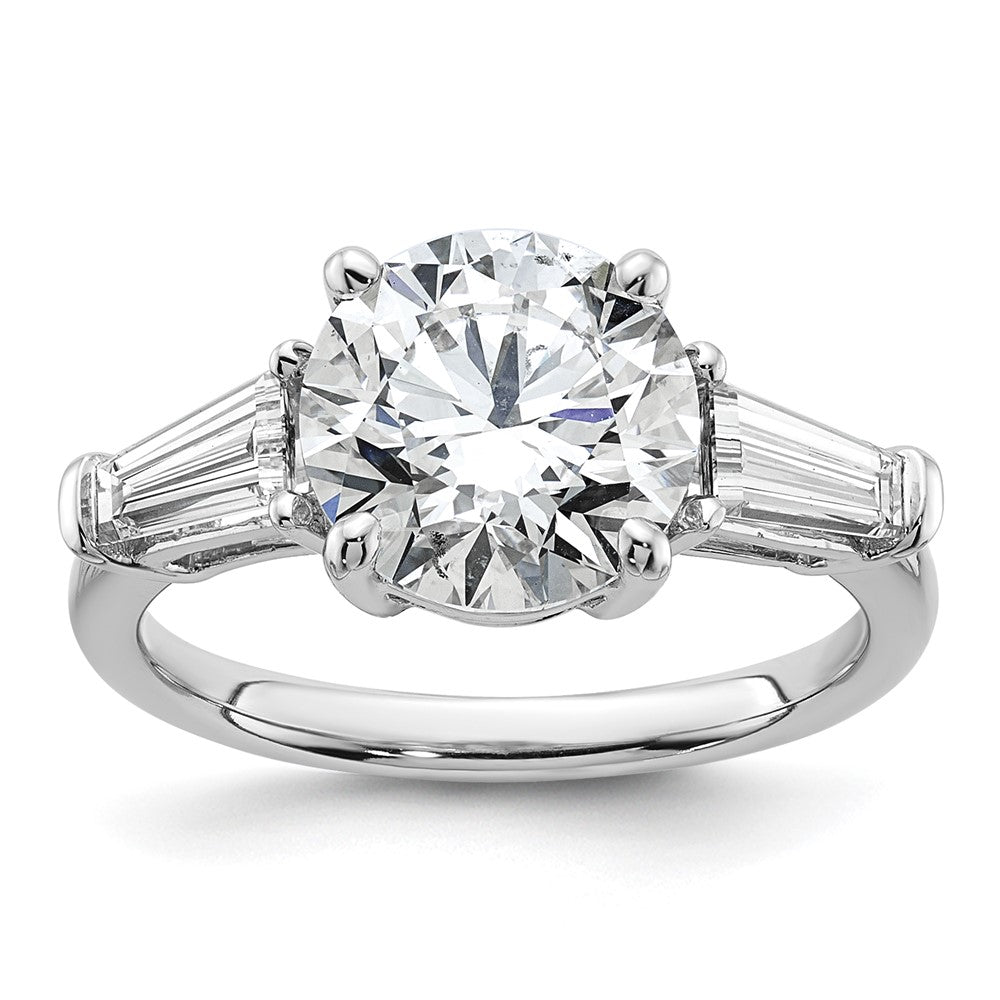 14kw 3 3/4ct Lab Grown Dia VS+ F+&Baguette Comp 3 Stone Eng Ring
