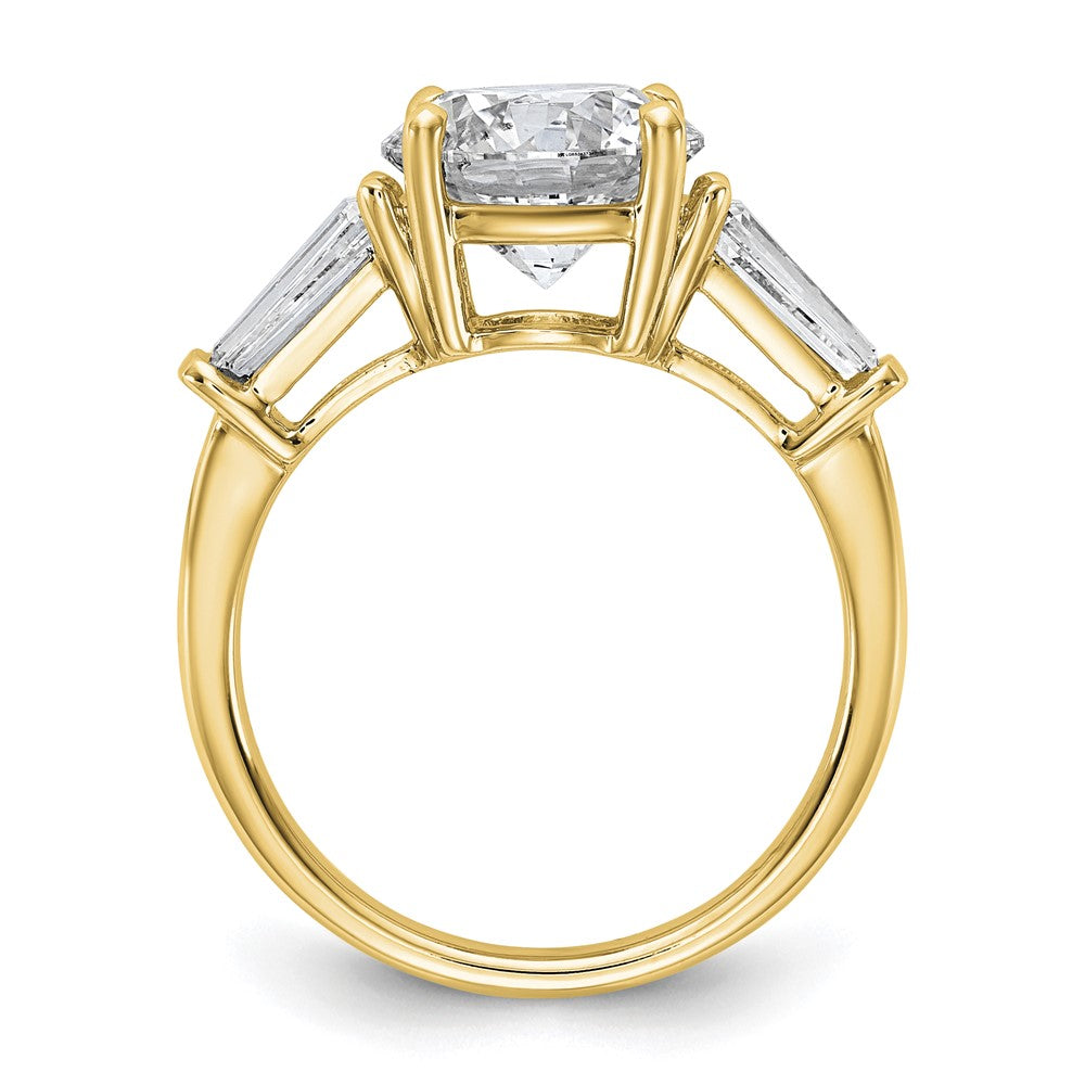 14k 3 3/4ct Cert Lab Grown Dia VS+ F+&Baguette Comp 3 Stone Eng Ring