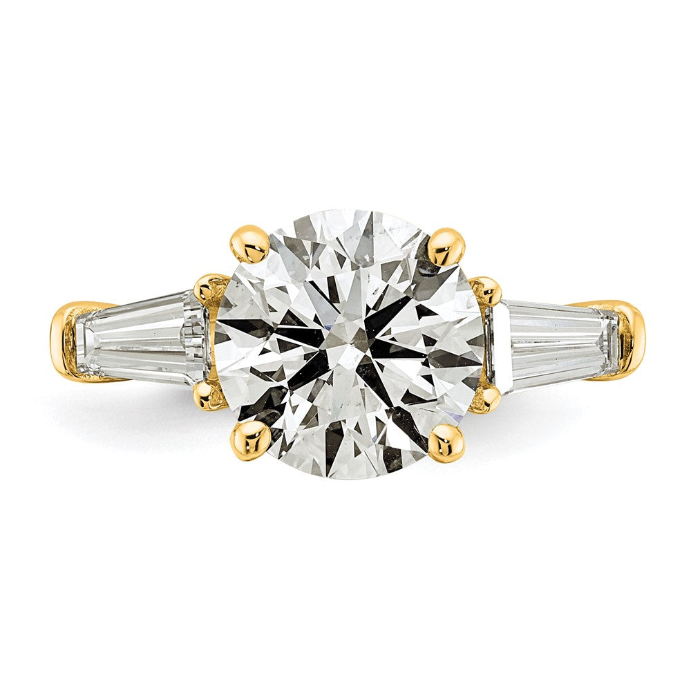 14k 3 3/4ct Cert Lab Grown Dia VS+ F+&Baguette Comp 3 Stone Eng Ring