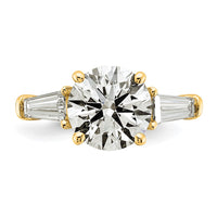 14k 3 3/4ct Cert Lab Grown Dia VS+ F+&Baguette Comp 3 Stone Eng Ring