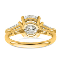 14k 3 3/4ct Cert Lab Grown Dia VS+ F+&Baguette Comp 3 Stone Eng Ring