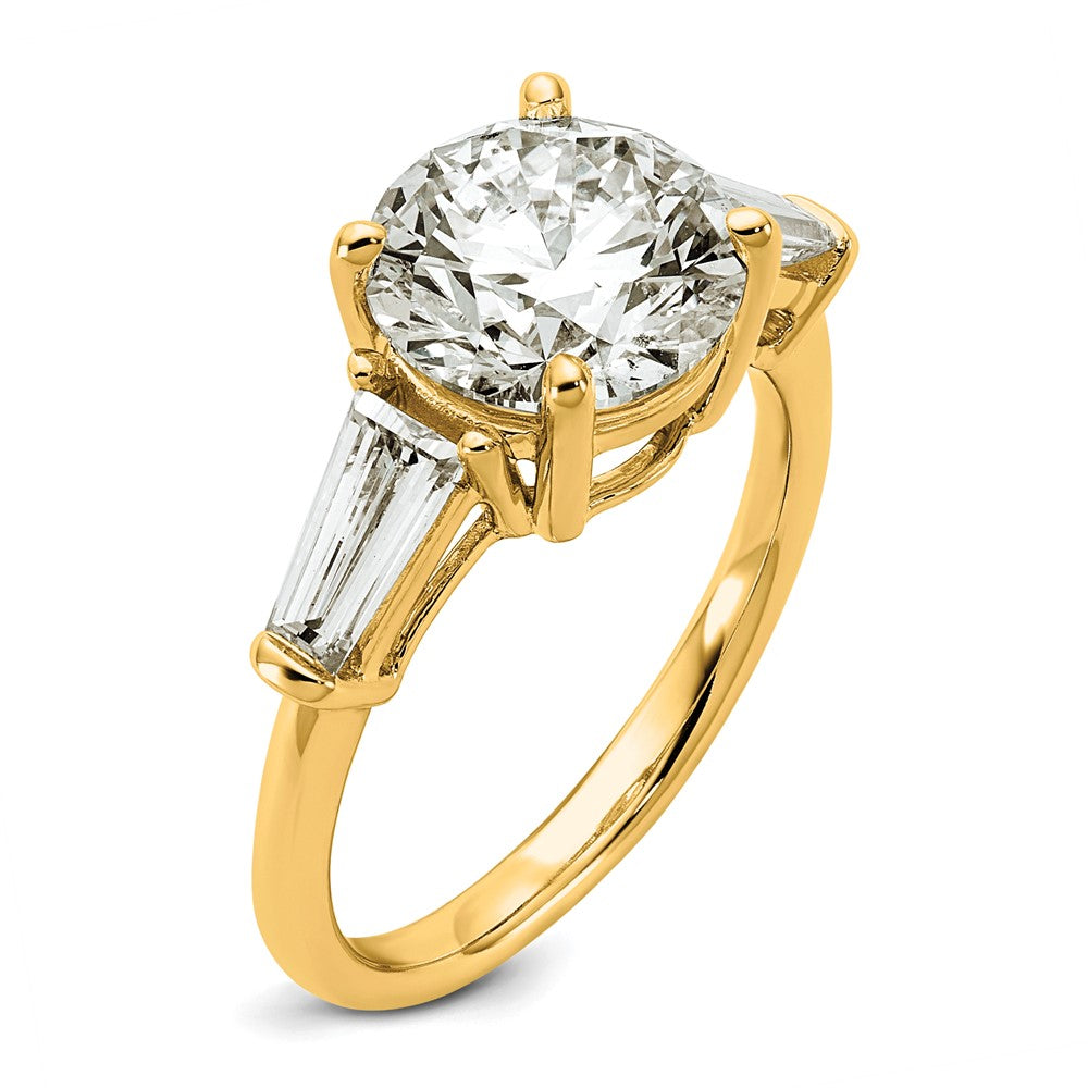 14k 3 3/4ct Cert Lab Grown Dia VS+ F+&Baguette Comp 3 Stone Eng Ring