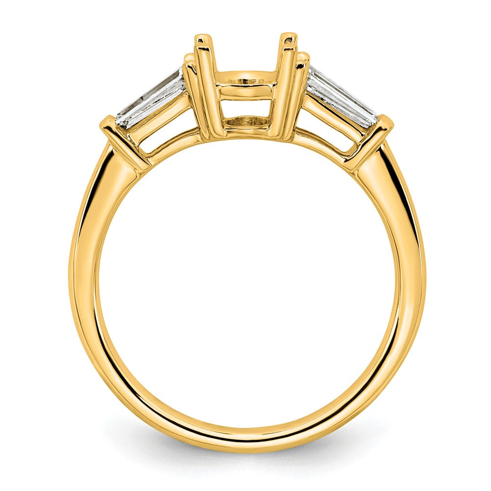 14k 1/2ct Lab Grown Dia VS+ F+ Baguette 1ct Oval Semi 3 Stone Eng Ring