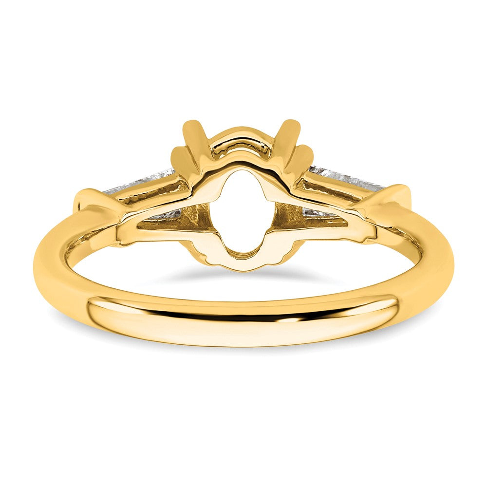 14k 1/2ct Lab Grown Dia VS+ F+ Baguette 1ct Oval Semi 3 Stone Eng Ring