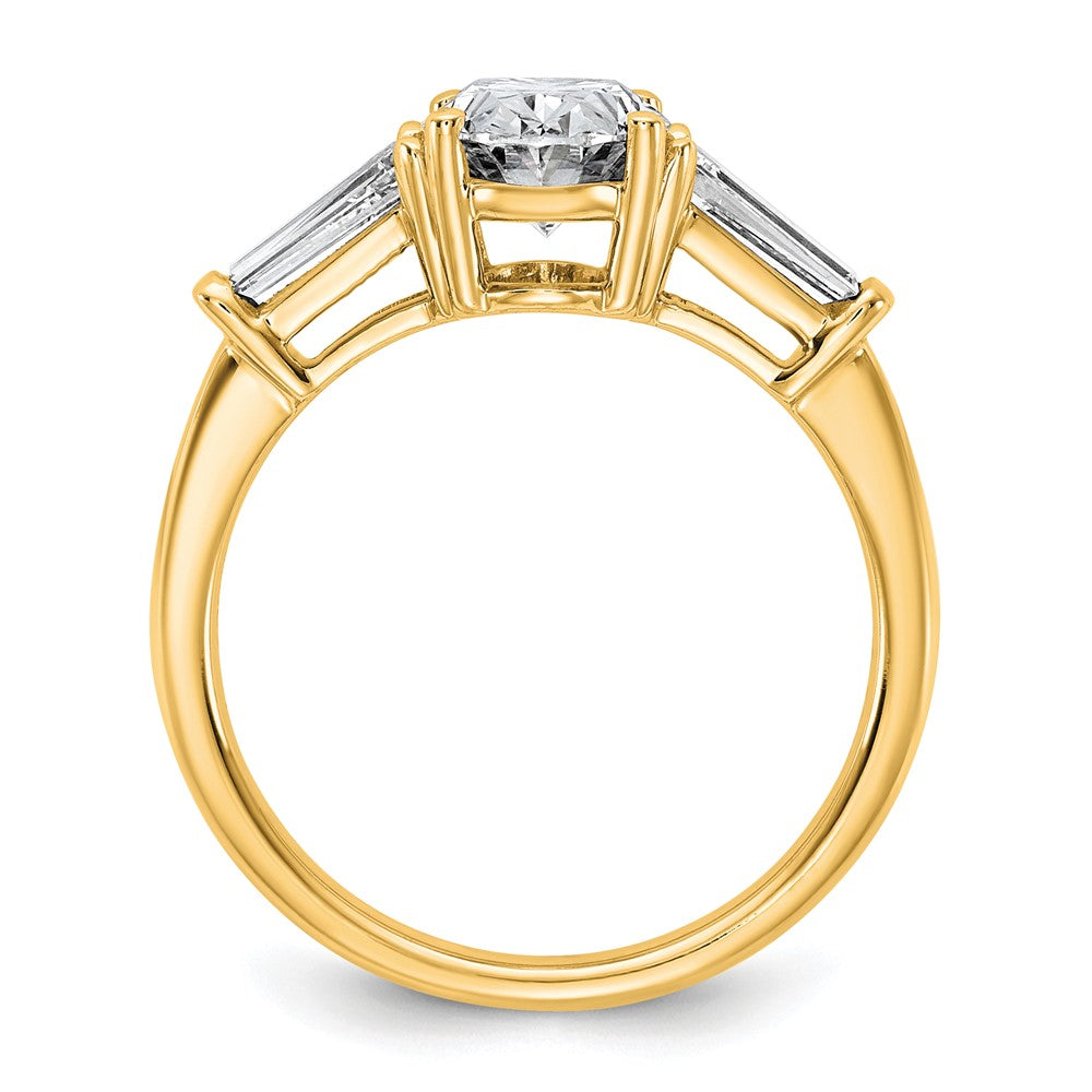 14k 2 1/5ct Cert Lab Grown Dia VS+ F+ Oval/Baguette Comp 3 Stone Eng Ring