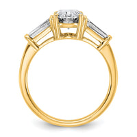 14k 2 1/5ct Cert Lab Grown Dia VS+ F+ Oval/Baguette Comp 3 Stone Eng Ring
