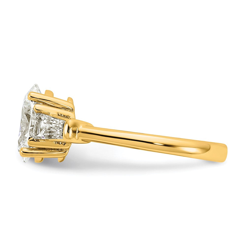 14k 2 1/5ct Cert Lab Grown Dia VS+ F+ Oval/Baguette Comp 3 Stone Eng Ring