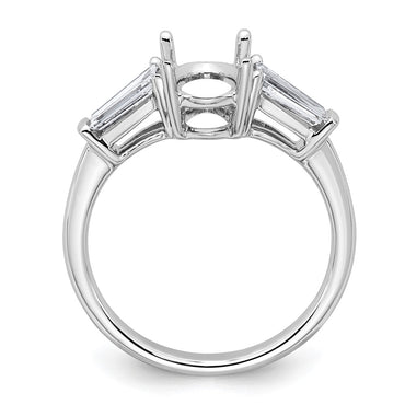 14kw 3/4ct Lab Grown Dia VS+ F+ Baguette 1 1/2ct Oval Semi 3 Stone Eng Ring
