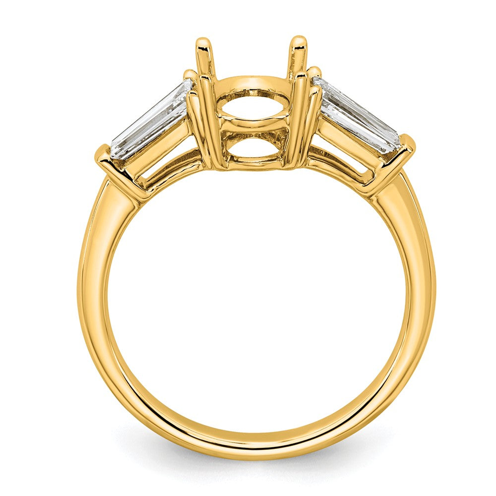 14k 3/4ct Lab Grown Dia VS+ F+ Baguette 1 1/2ct Oval Semi 3 Stone Eng Ring