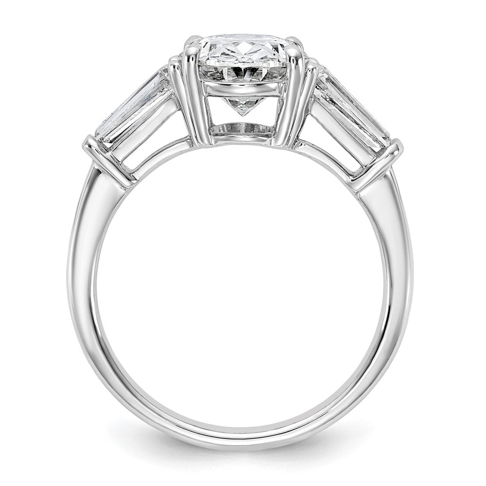 14kw 3 1/5ct Cert Lab Grown Dia VS+ F+ Oval/Baguette Comp 3 Stone Eng Ring