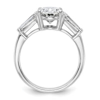 14kw 3 1/5ct Cert Lab Grown Dia VS+ F+ Oval/Baguette Comp 3 Stone Eng Ring