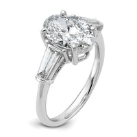 14kw 3 1/5ct Cert Lab Grown Dia VS+ F+ Oval/Baguette Comp 3 Stone Eng Ring