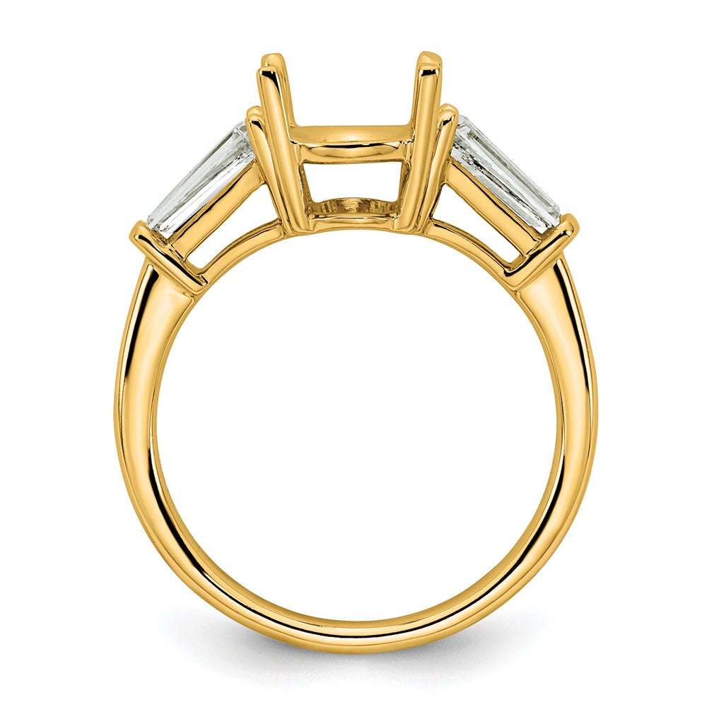 14k 3/4ct Lab Grown Dia VS+ F+ Baguette 2 1/2ct Oval Semi 3 Stone Eng Ring