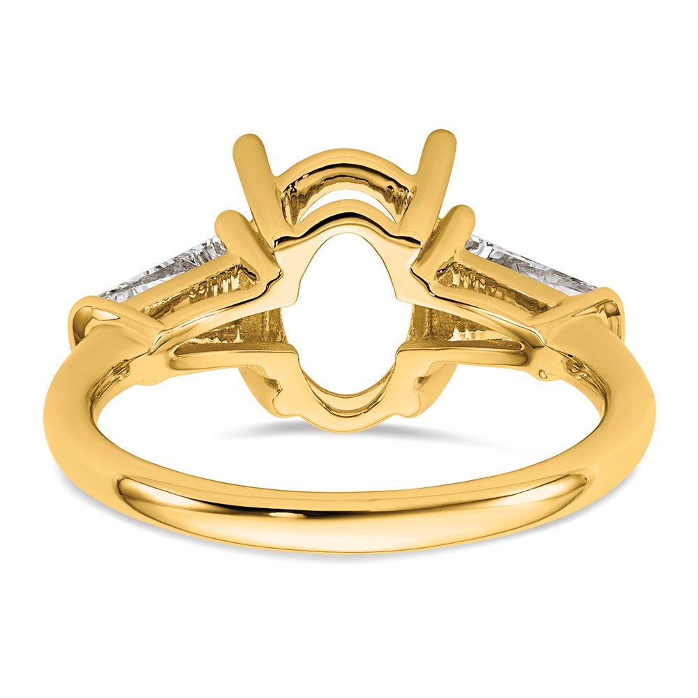 14k 3/4ct Lab Grown Dia VS+ F+ Baguette 2 1/2ct Oval Semi 3 Stone Eng Ring