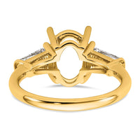 14k 3/4ct Lab Grown Dia VS+ F+ Baguette 2 1/2ct Oval Semi 3 Stone Eng Ring