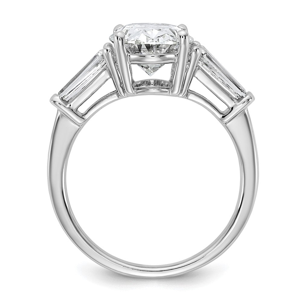 14kw 3 3/4ct Cert Lab Grown Dia VS+ F+ Oval/Baguette Comp 3 Stone Eng Ring
