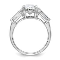 14kw 3 3/4ct Cert Lab Grown Dia VS+ F+ Oval/Baguette Comp 3 Stone Eng Ring