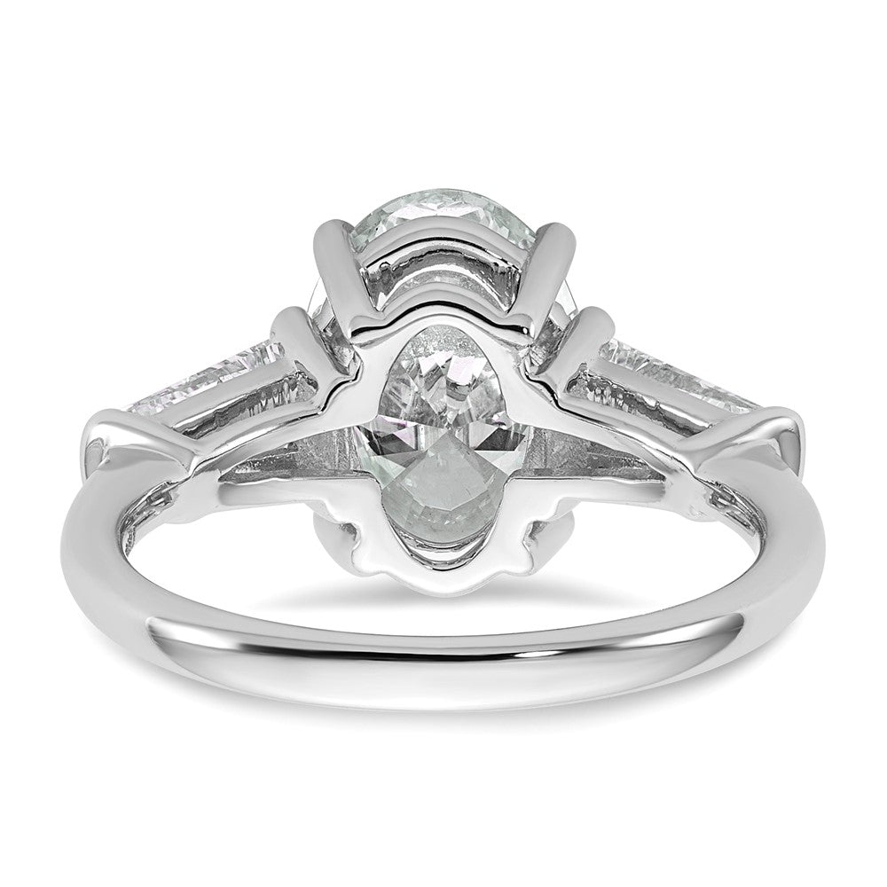 14kw 3 3/4ct Cert Lab Grown Dia VS+ F+ Oval/Baguette Comp 3 Stone Eng Ring