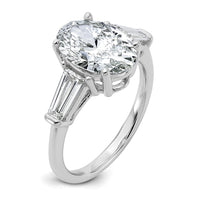 14kw 3 3/4ct Cert Lab Grown Dia VS+ F+ Oval/Baguette Comp 3 Stone Eng Ring