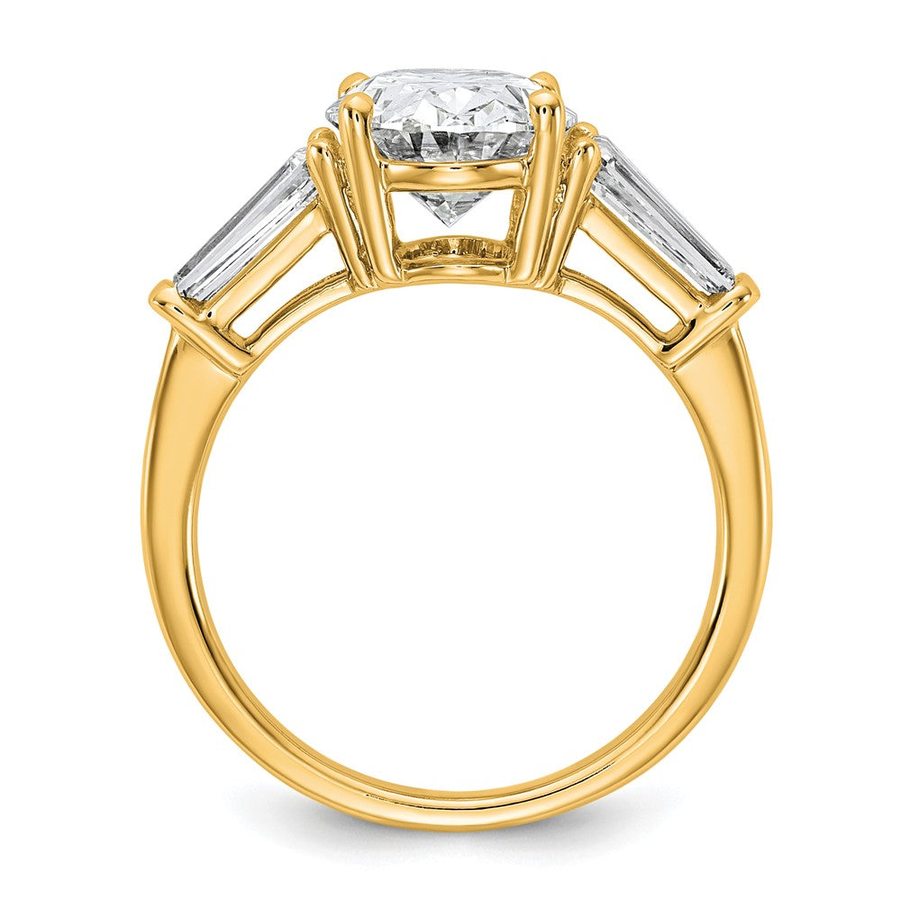 14k 3 3/4ct Cert Lab Grown Dia VS+ F+ Oval/Baguette Comp 3 Stone Eng Ring