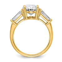 14k 3 3/4ct Cert Lab Grown Dia VS+ F+ Oval/Baguette Comp 3 Stone Eng Ring