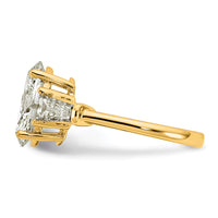 14k 3 3/4ct Cert Lab Grown Dia VS+ F+ Oval/Baguette Comp 3 Stone Eng Ring