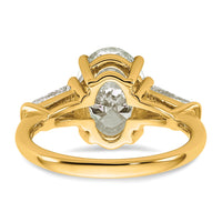 14k 3 3/4ct Cert Lab Grown Dia VS+ F+ Oval/Baguette Comp 3 Stone Eng Ring