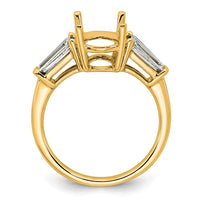 14k 3/4ct Lab Grown Dia VS+ F+ Baguette 3ct Oval Semi 3 Stone Eng Ring