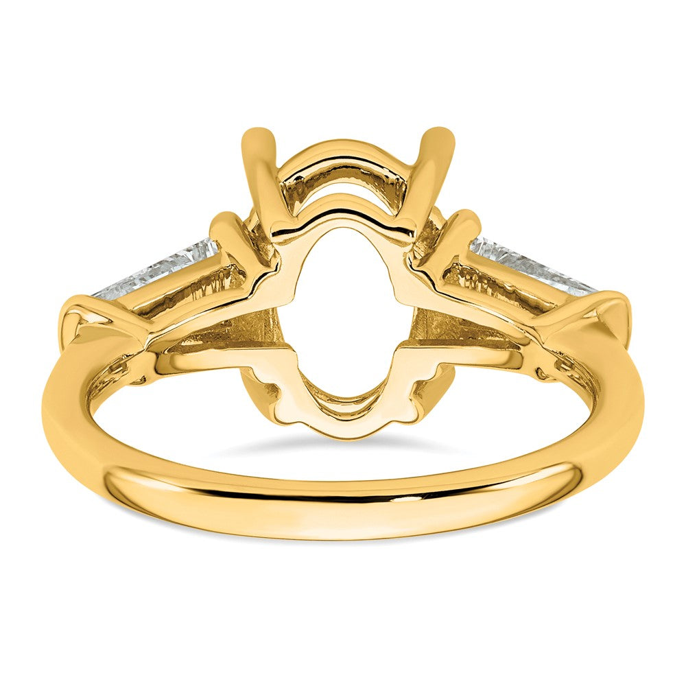 14k 3/4ct Lab Grown Dia VS+ F+ Baguette 3ct Oval Semi 3 Stone Eng Ring