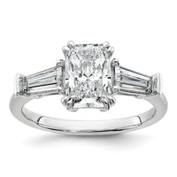 14kw 2ct Cert Lab Grown Dia VS+ F+ Radiant w/ Baguette Comp Eng Ring
