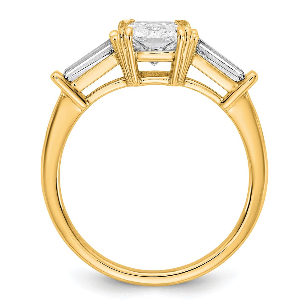 14k 2ct Cert Lab Grown Dia VS+ F+ Radiant w/ Baguette Comp Eng Ring