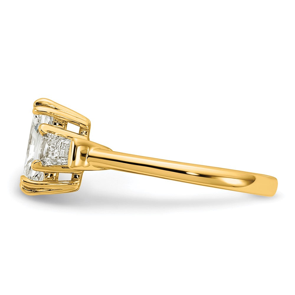 14k 2ct Cert Lab Grown Dia VS+ F+ Radiant w/ Baguette Comp Eng Ring