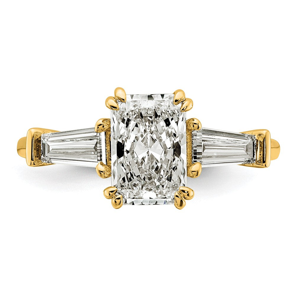 14k 2ct Cert Lab Grown Dia VS+ F+ Radiant w/ Baguette Comp Eng Ring