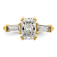 14k 2ct Cert Lab Grown Dia VS+ F+ Radiant w/ Baguette Comp Eng Ring