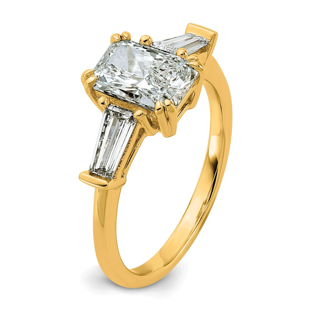 14k 2ct Cert Lab Grown Dia VS+ F+ Radiant w/ Baguette Comp Eng Ring