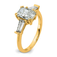 14k 2ct Cert Lab Grown Dia VS+ F+ Radiant w/ Baguette Comp Eng Ring