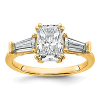 14k 2ct Cert Lab Grown Dia VS+ F+ Radiant w/ Baguette Comp Eng Ring