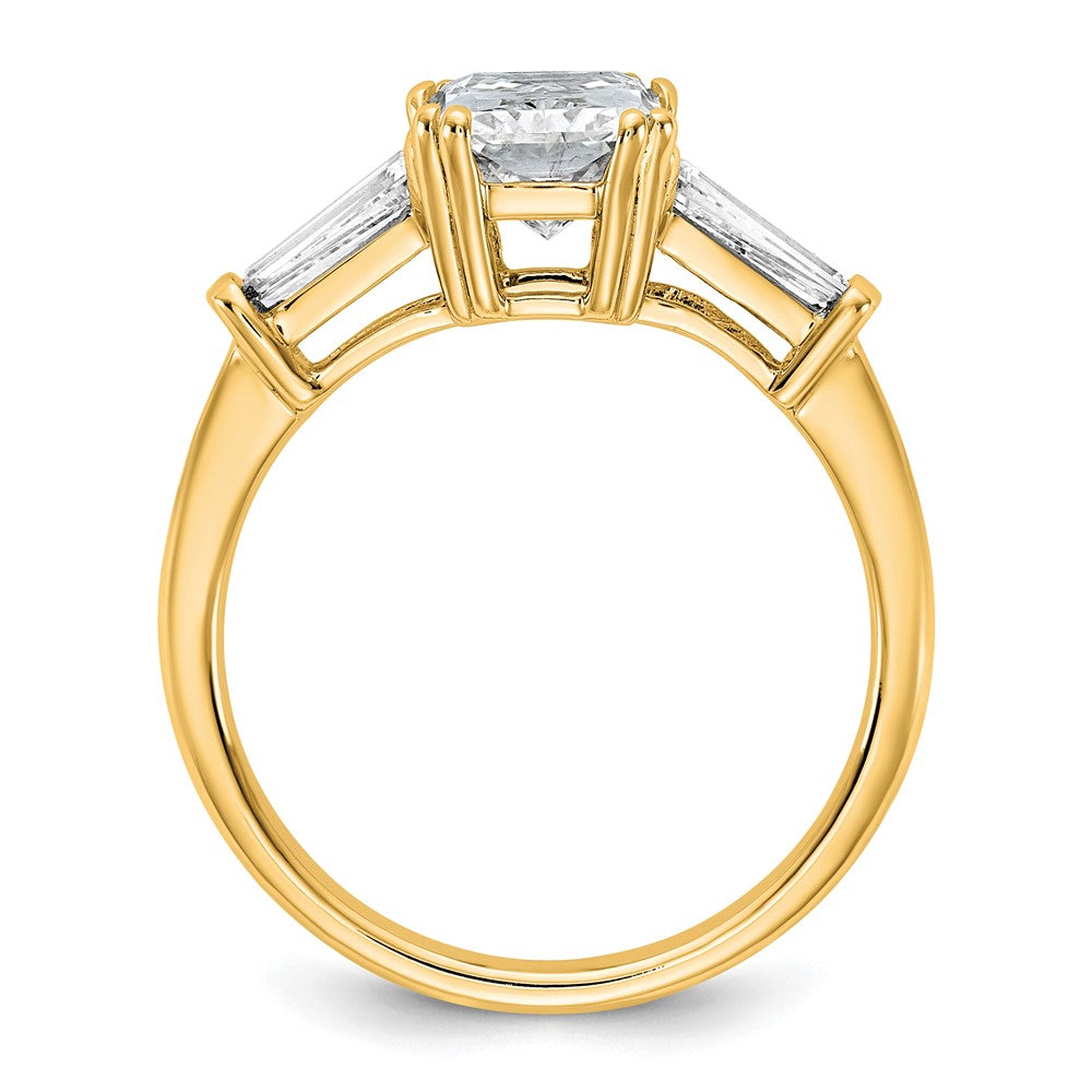 14k 2 5/8ct Cert Lab Grown Dia VS+ F+ Radiant w/ Baguette Comp Eng Ring