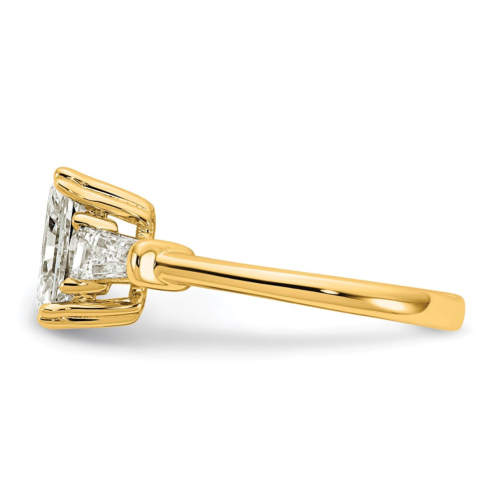14k 2 5/8ct Cert Lab Grown Dia VS+ F+ Radiant w/ Baguette Comp Eng Ring