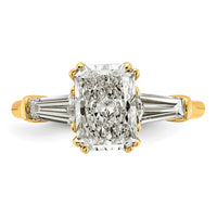 14k 2 5/8ct Cert Lab Grown Dia VS+ F+ Radiant w/ Baguette Comp Eng Ring