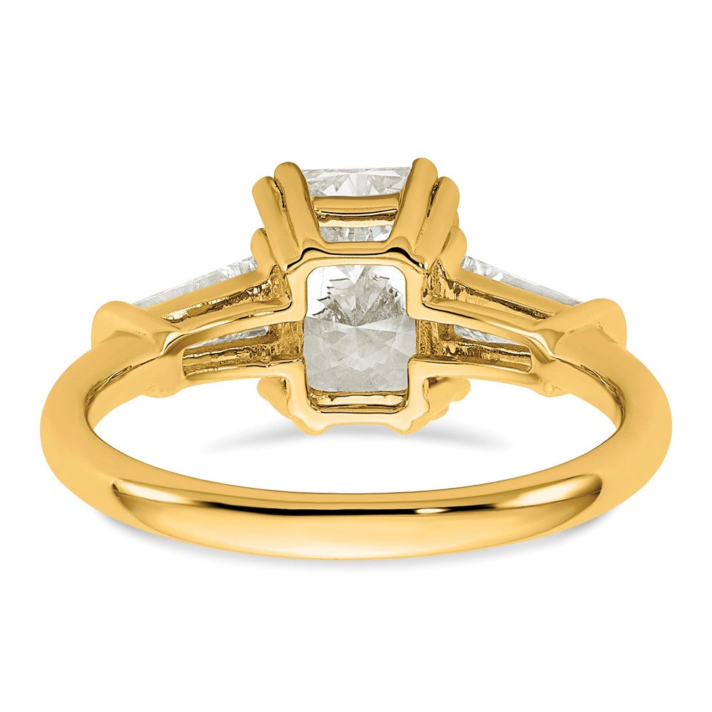 14k 2 5/8ct Cert Lab Grown Dia VS+ F+ Radiant w/ Baguette Comp Eng Ring