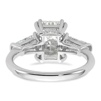 14kw 3 1/5ct Cert Lab Grown Dia VS+ F+ Radiant w/ Baguette Comp Eng Ring