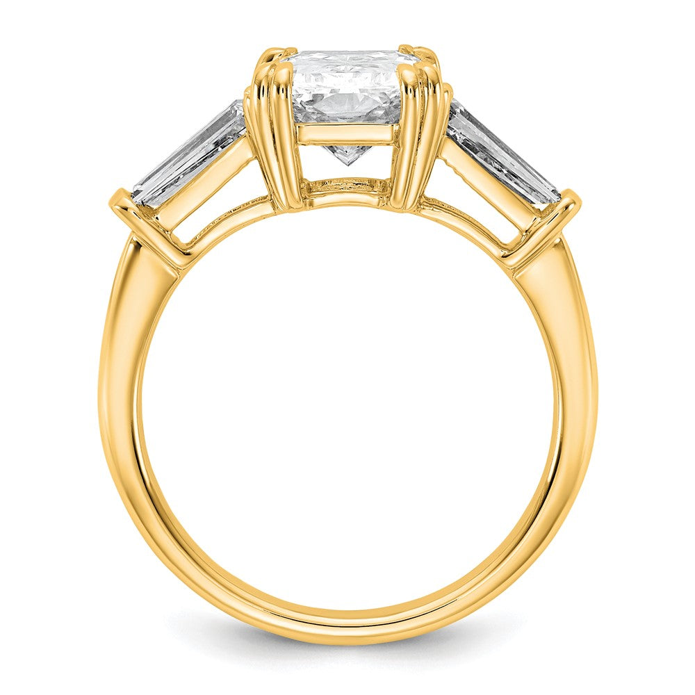14k 3 1/5ct Cert Lab Grown Dia VS+ F+ Radiant w/ Baguette Comp Eng Ring